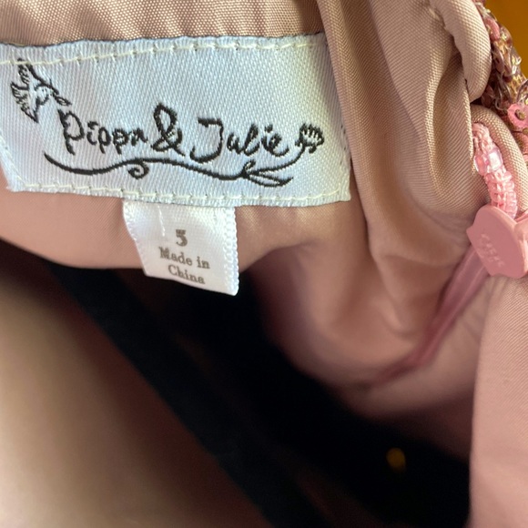 Pippa and Julie Pink Sequin and Black Satin Hi-Lo Dress - Picture 3 of 3